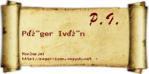 Páger Iván névjegykártya